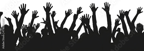 silhouettes of people with hands raised PNG photo