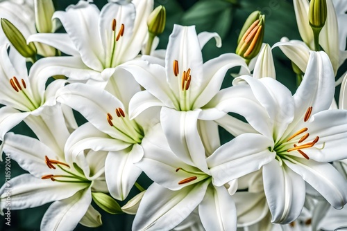 bouquet of white lilies in the garden
