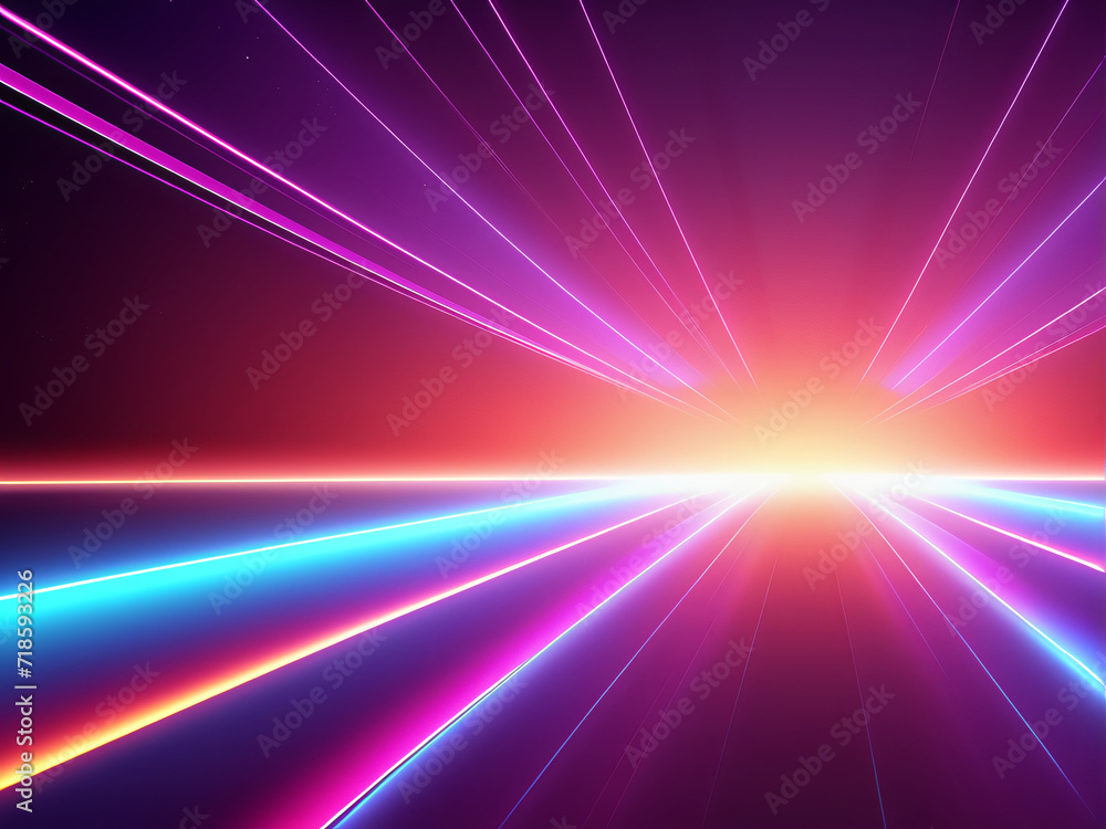 Obraz premium Vibrant Vector Waves on a Technological Night Sky with Abstract Light Patterns in Blue and Purple Tones