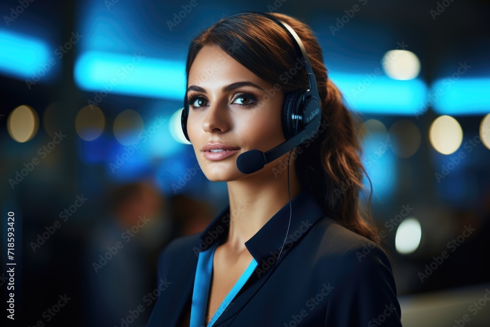 Call-center operator in action: providing exceptional customer service, wearing a headset, and managing inquiries with efficiency and professionalism. Call-center operator in action: providing exceptional customer service, wearing a headset, and managing inquiries with efficiency and professionalism.