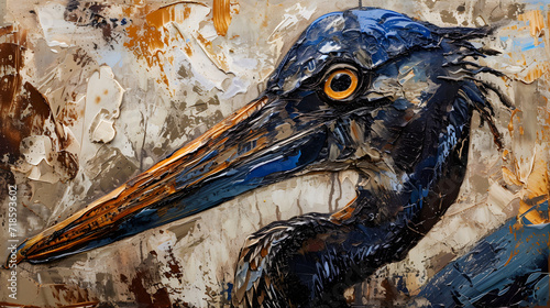 Bird Painting With Large Beak
