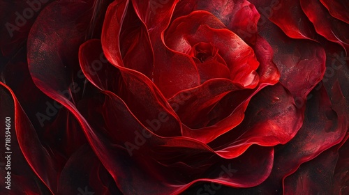 Dark red frosty rose petals, a winter's embrace in a different cold, evoking a sense of dark elegance.