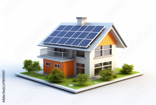 Wallpaper Mural 3D house with solar cells white background Torontodigital.ca