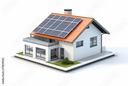 Wallpaper Mural 3D house with solar cells white background Torontodigital.ca