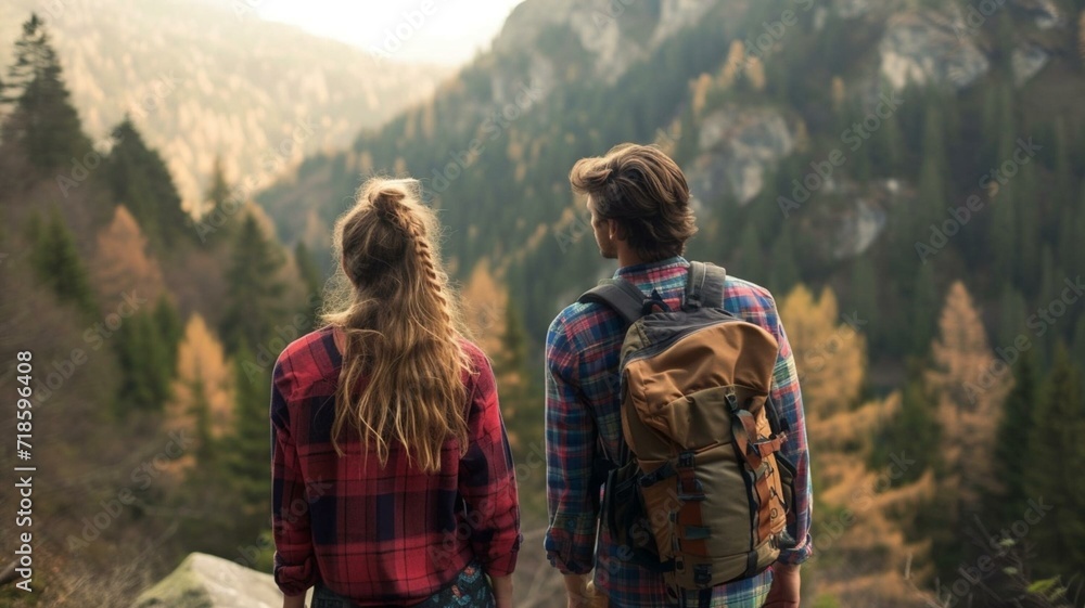 couple hiking in the mountains
