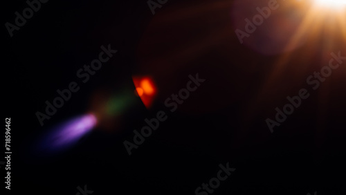 Canvas Print Abstract Light Flares and Lens Reflections in a Dark Environment