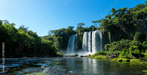 Waterfall in the forest. Waterfall in the mountains. Beautiful landscape.Rainbow Falls National Park, New South Wales, Australia in a beautiful summer day