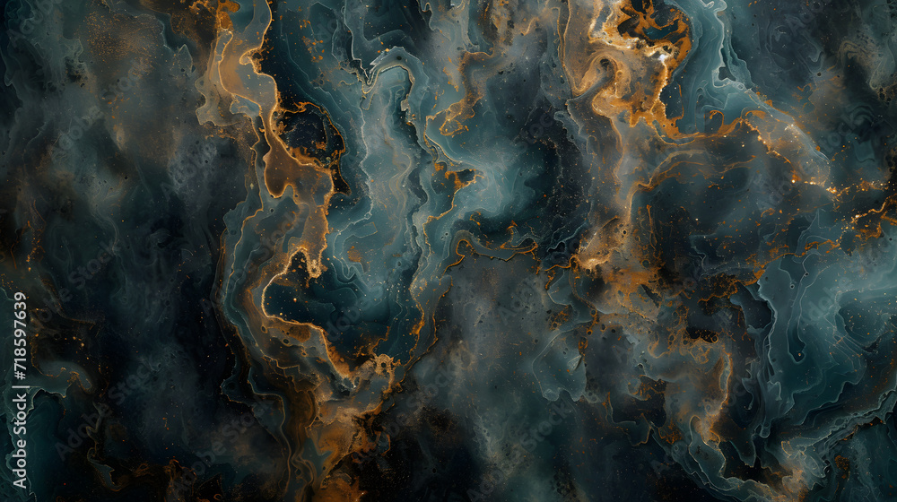 Abstract Painting With Gold and Blue Colors Abstract Painting With Gold and Blue Colors