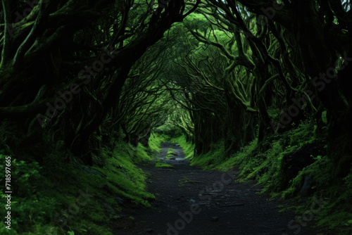 Verdant Green Tunnel in Enchanted Woodland