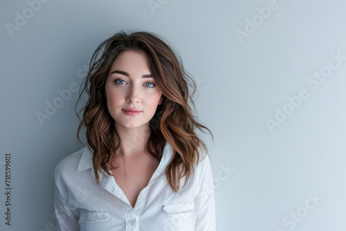 Confident young entrepreneur woman isolated on a white background with space for text