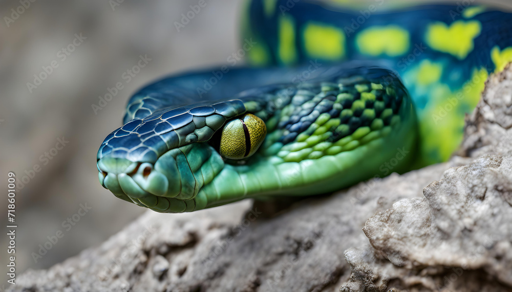 Blue viper snake in the grass Blue viper snake in the grass