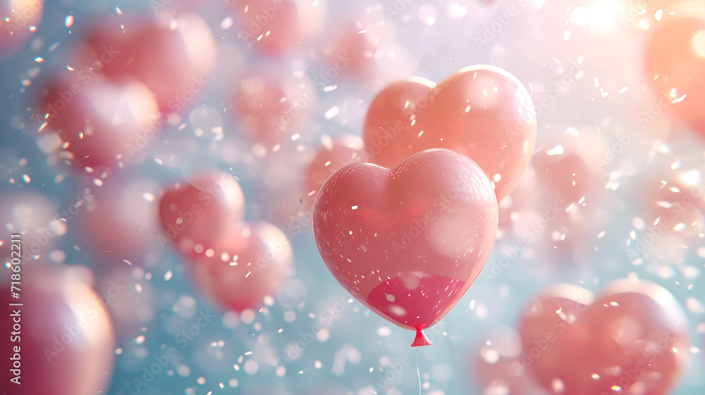 Heart Shaped Balloon Celebration Generative AI copy space. Ai generative