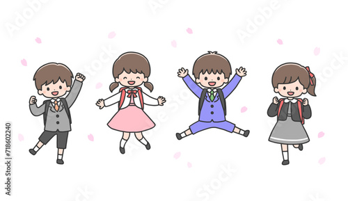 入学式　ジャンプする子どもたち