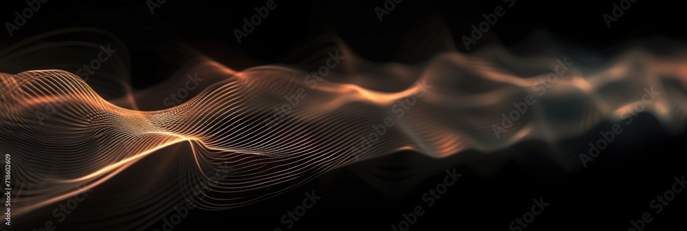 Abstract colorful sound waves on black background for banner, backdrop or design element. - obrazy, fototapety, plakaty 