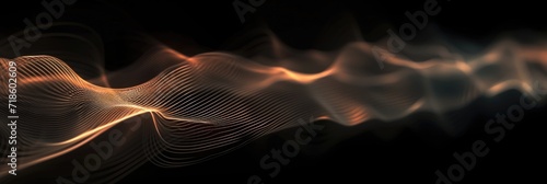 Abstract colorful sound waves on black background for banner, backdrop or design element.