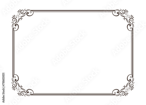 Decorative frames. Retro ornamental frame, vintage rectangle ornaments and ornate border. Decorative wedding frames, antique museum picture borders or deco divider. isolated on transparent