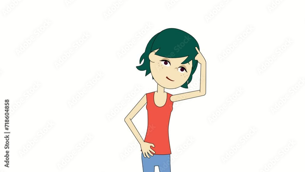 geting idea, women thinking for answer, 2d character animation, decision making geting idea, women thinking for answer, 2d character animation, decision making