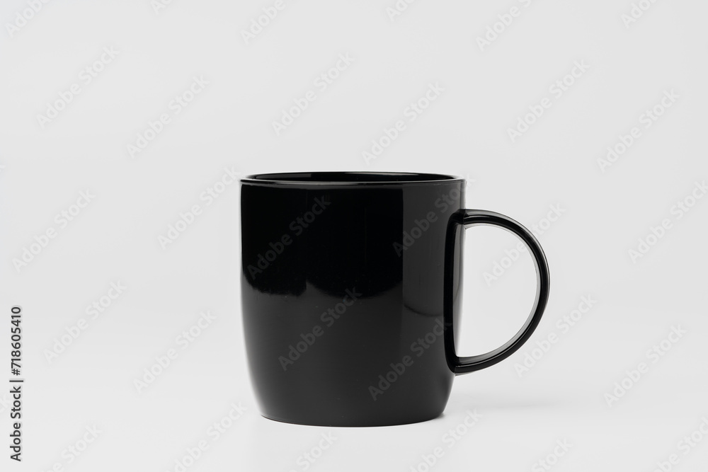 Black coffee mug mock up on white background copy space Black coffee mug mock up on white background copy space