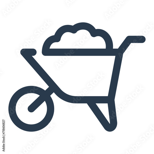 Wheelbarrow Vector Icon Illustration