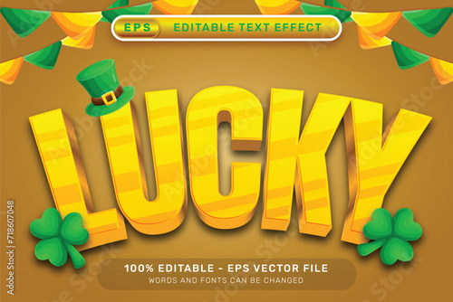 lucky st patrick's day 3d text effect and editable text effect whit st patrick's day element