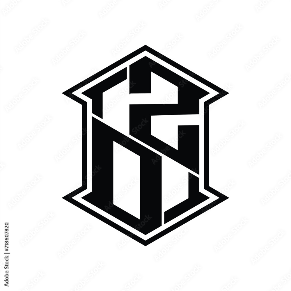 ZO Logo monogram hexagon shield shape up and down with sharp corner isolated style design ZO Logo monogram hexagon shield shape up and down with sharp corner isolated style design