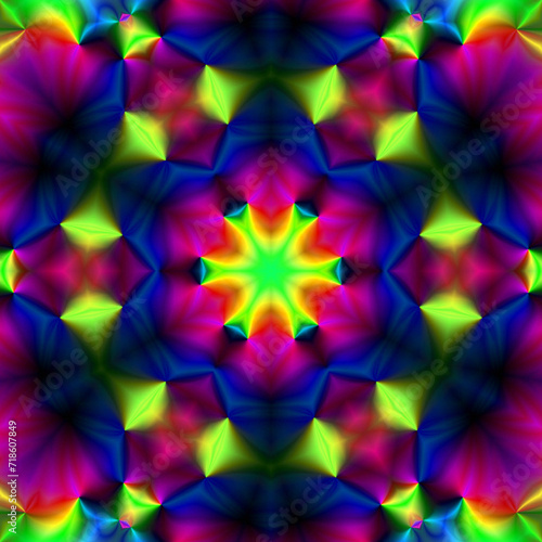 Abstract colorful mandala background. Vibrant mandala pattern in laser light, color scheme, abstract background for various projects.