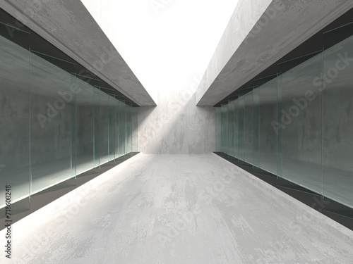 Fototapeta Naklejka Na Ścianę i Meble -  Abstract futuristic concrete and glass architecture. Minimalistic interior.