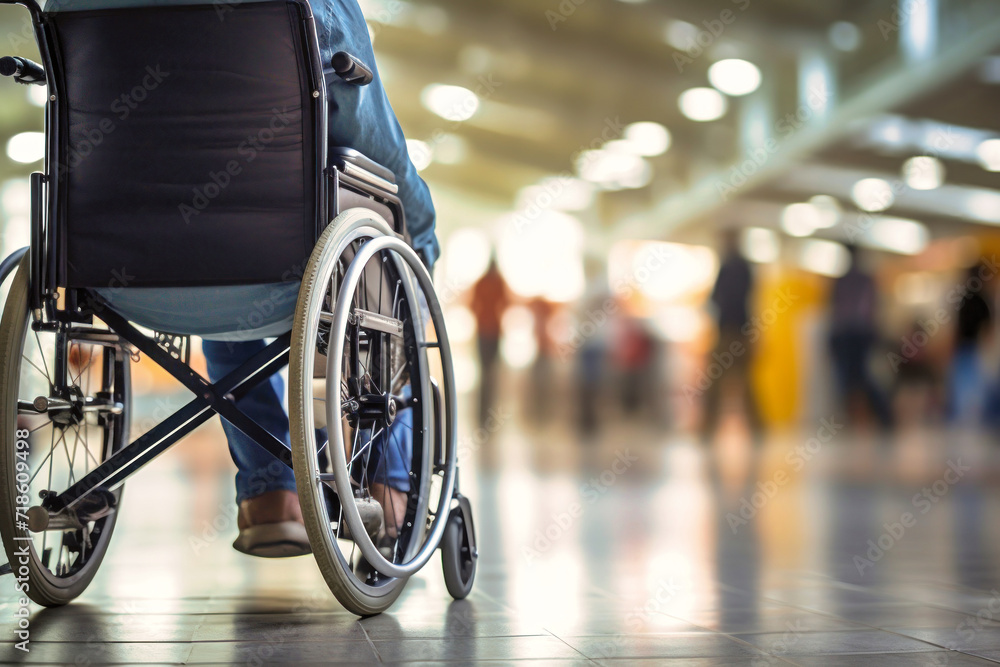 Person Sitting in Wheelchair on Tiled Floor Person Sitting in Wheelchair on Tiled Floor