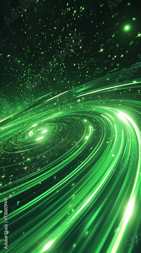 3D background illustration showing the speed of green light.