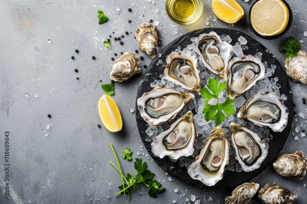 lots of oysters on a plate, in the style of nature-based patterns, lots of oysters on a plate, in the style of nature-based patterns,