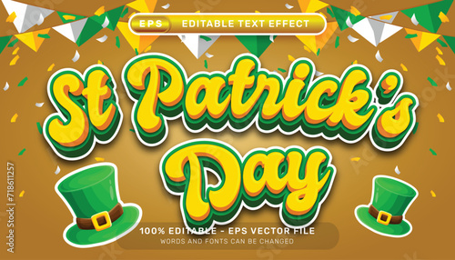 st patrick's day 3d text effect and editable text effect whit st patrick's day element