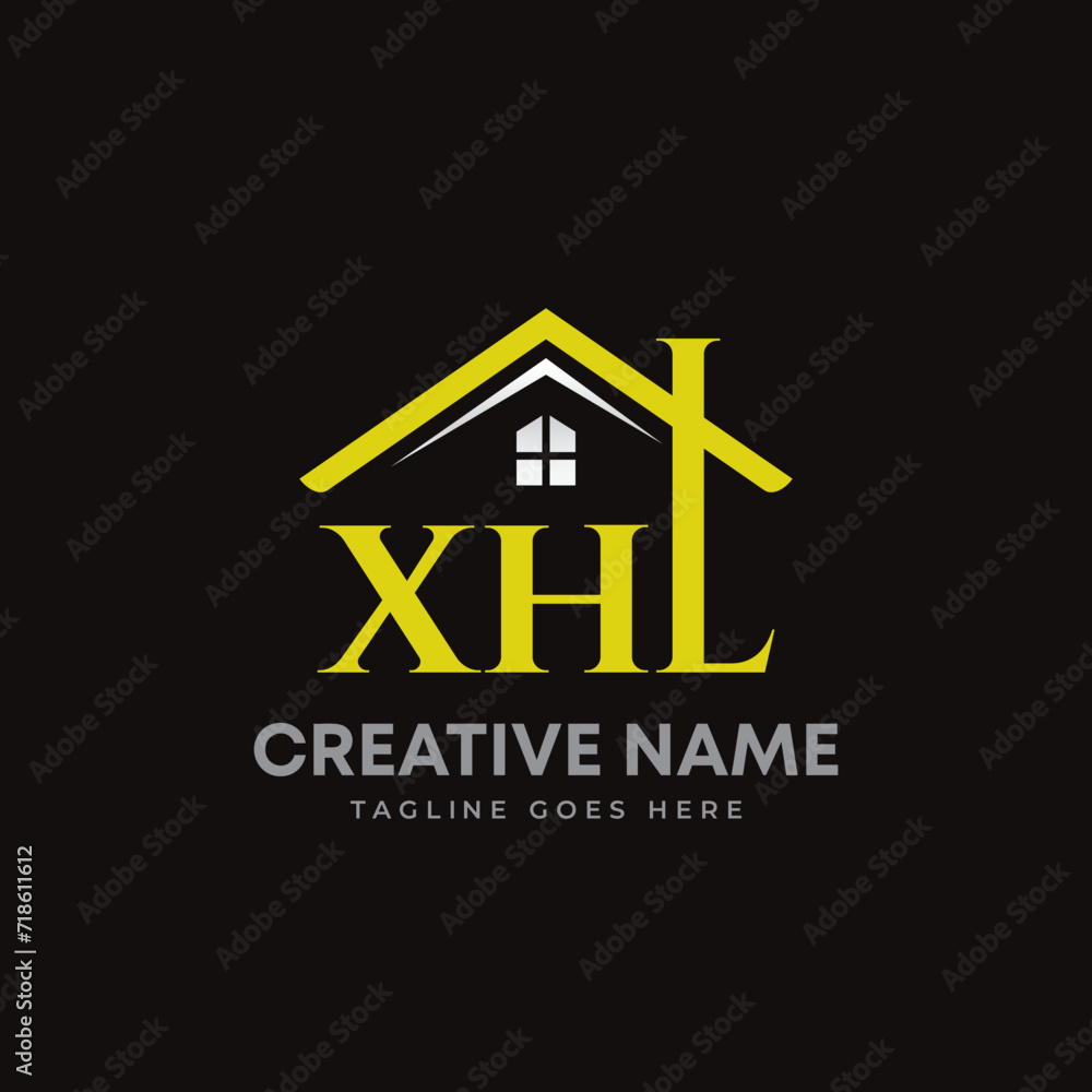 initial letter XHL combination mark Real estate or roofing company property creative logo. editable vector eps file ready to use.