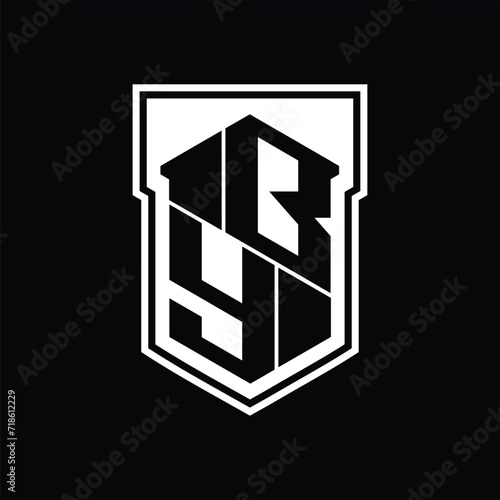 BY Logo monogram hexagon geometric up and down inside shield isolated style design template