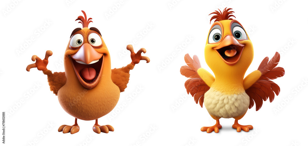 Fototapeta premium 3D happy funny Hen character on white background