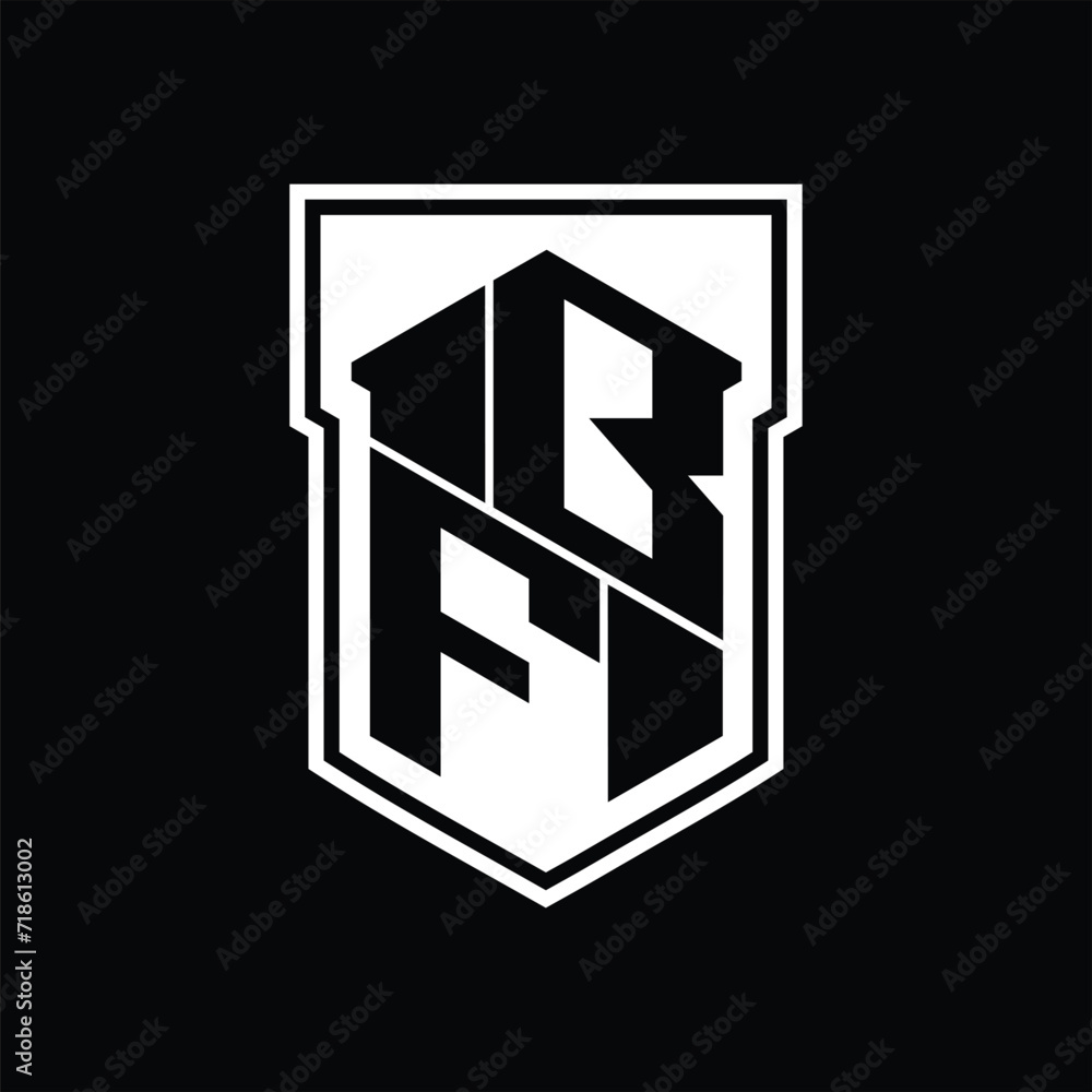 BF Logo monogram hexagon geometric up and down inside shield isolated style design template BF Logo monogram hexagon geometric up and down inside shield isolated style design template