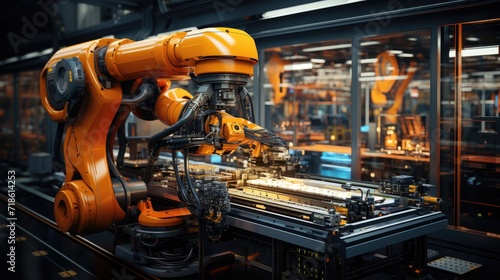 3d rendering robotic arms working on a factory conveyor belt