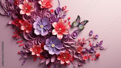 International Women's Day illustration with flowers on purple background