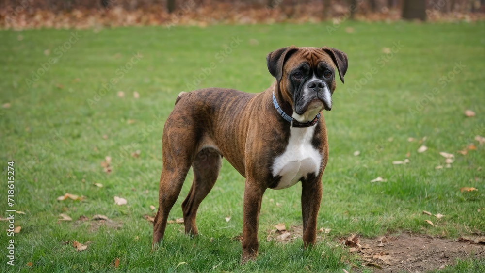Brindle boxer in the park