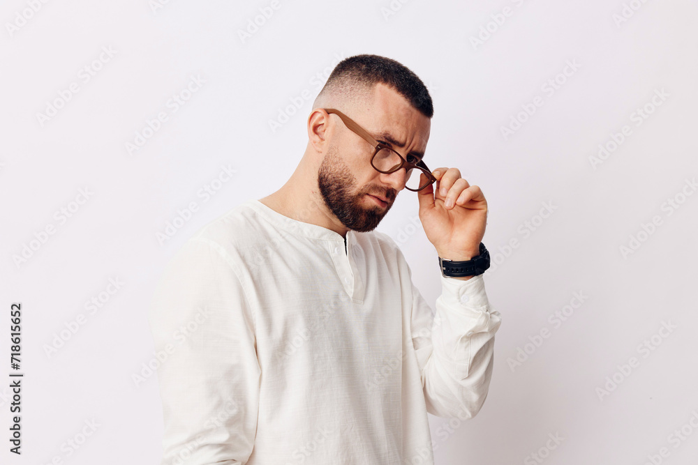 Man isolated white portrait face cool person young adult man standing background background Man isolated white portrait face cool person young adult man standing background background
