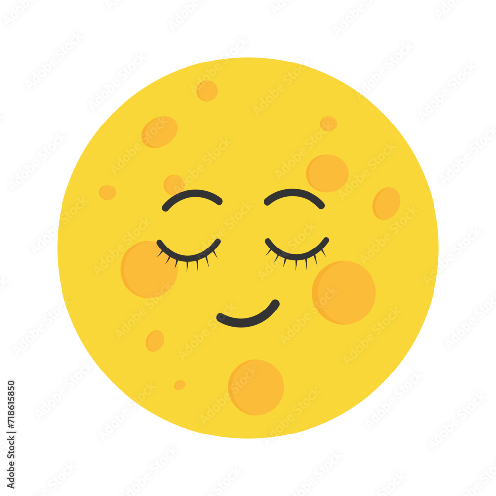 Cute kawaii moon character. Happy sleeping moon. Cartoon flat vector illustration. Cute kawaii moon character. Happy sleeping moon. Cartoon flat vector illustration.