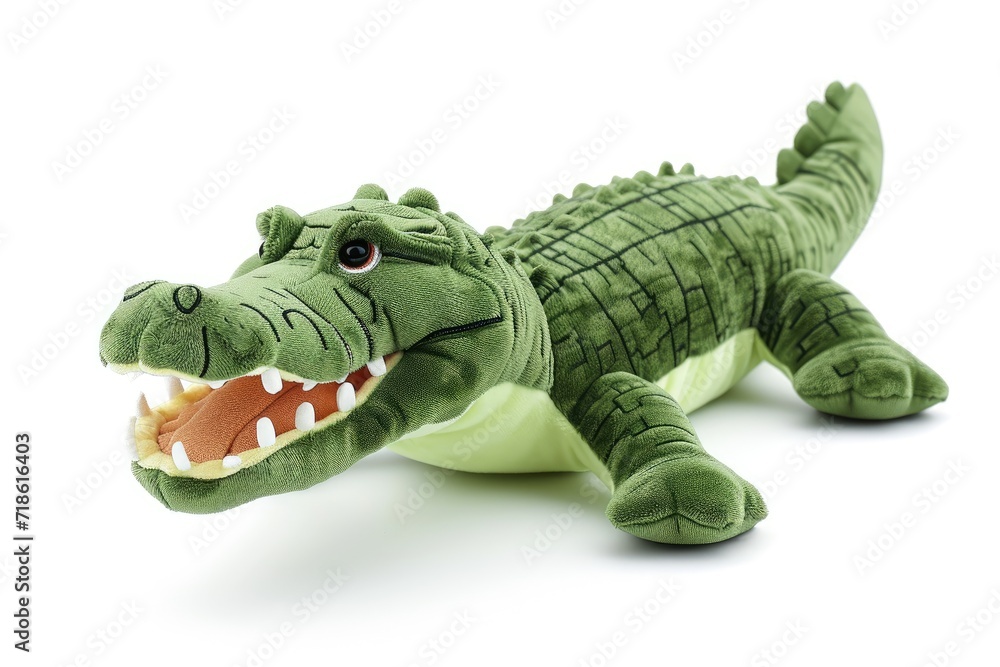 Obraz premium White background with plush toy crocodile