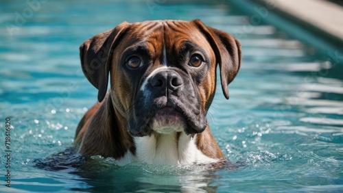 Brindle boxer in the swimming pool © QuoDesign
