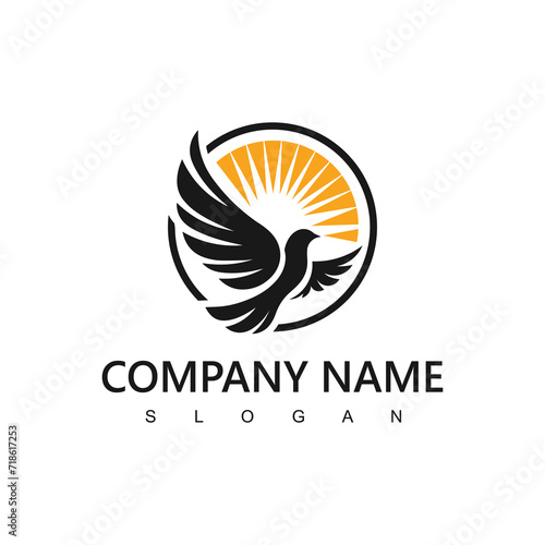 Bird logo. Silhouette flying bird dove logo. freedom, charity and peace symbol