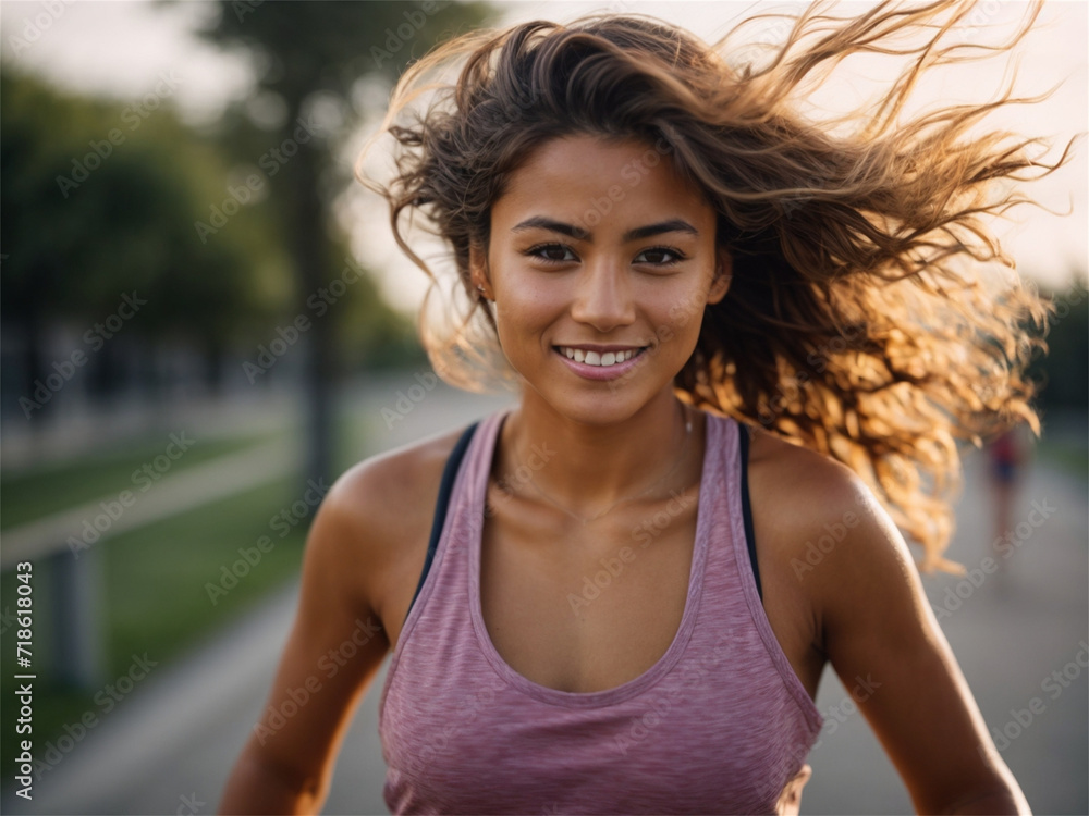 portrait of a jogging woman portrait of a jogging woman