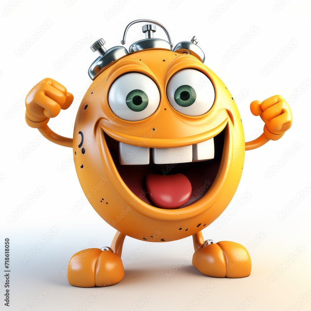 Fototapeta premium 3D happy funny watch character on white background