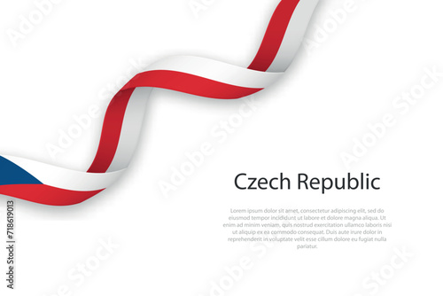 Waving ribbon with flag of Czech Republic