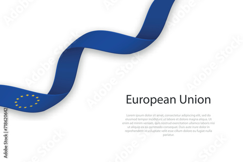 Waving ribbon with flag of European Union