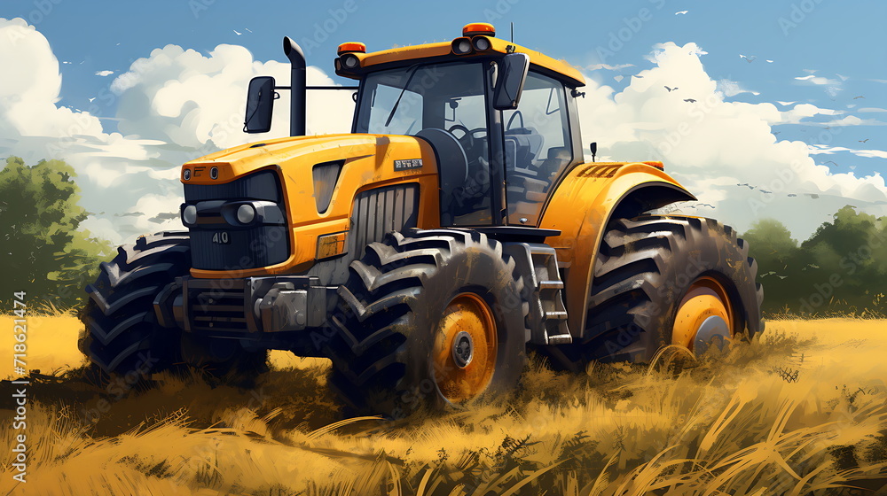 A modern tractor with futuristic design, generative ai A modern tractor with futuristic design, generative ai