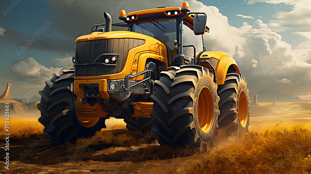 A modern tractor with futuristic design, generative ai A modern tractor with futuristic design, generative ai