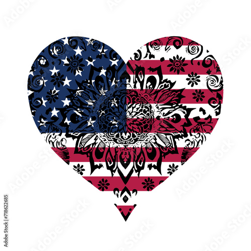 Heart symbol design National flag style photo